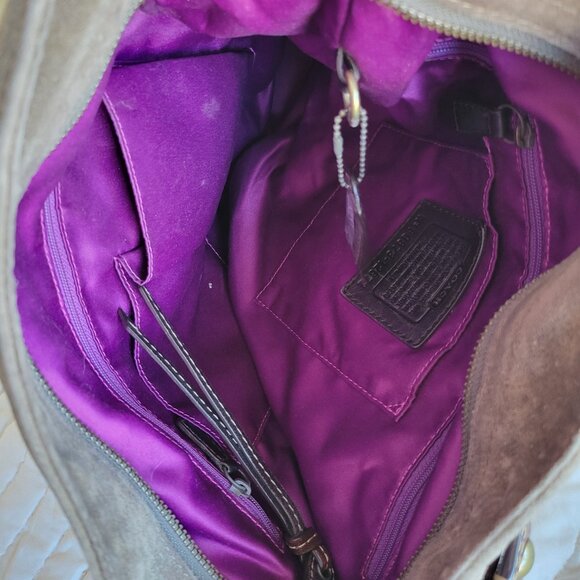 Coach Zoe Brown Suede Shoulder Bag - Picture 10 of 12